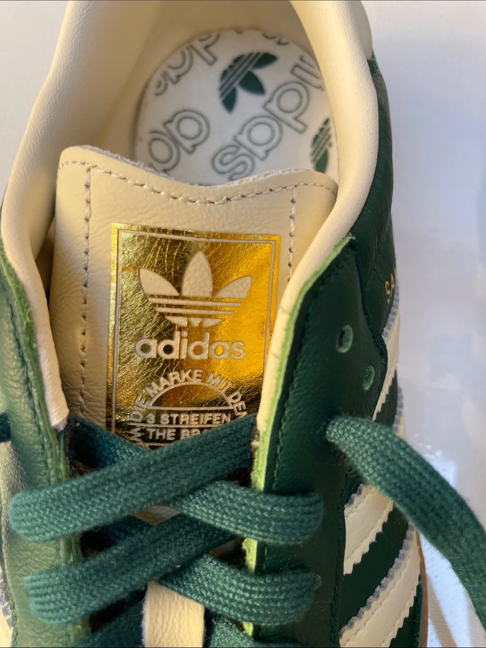 adidas Green and White Samba Sneakers